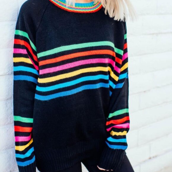 Dressed in LALA Multicolor Striped Sweater - Picture 1 of 4